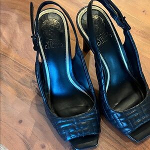 Vince Camuto Black Quilted Slingback Heels